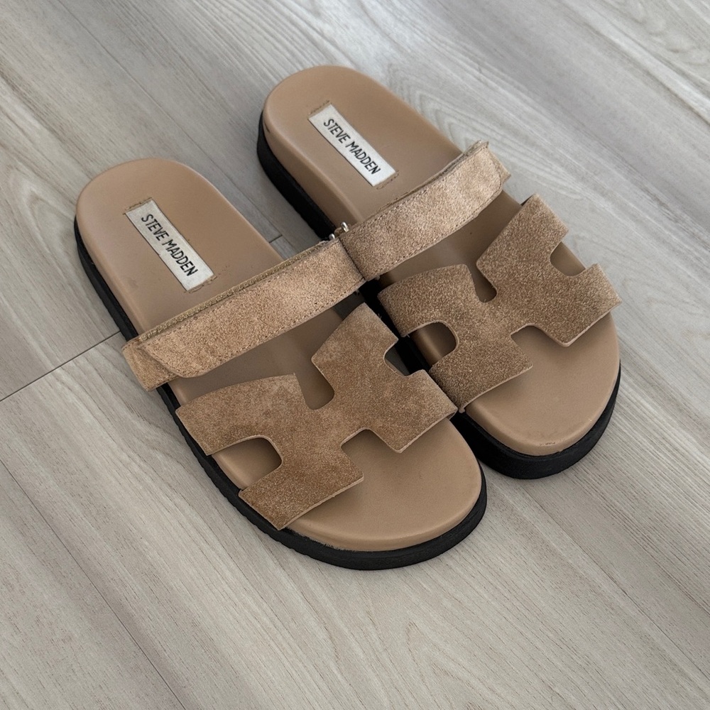 Steve Madden Brown Slide Sandals